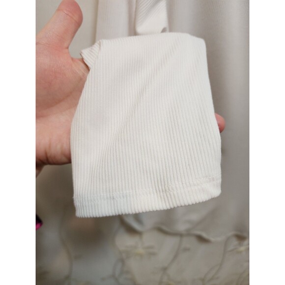 NO BOUNDARIES WOMEN XL WHITE LONG SLEEVE SHIRT RIBBED THERMAL STRETCH BASIC SOFT - Picture 3 of 11